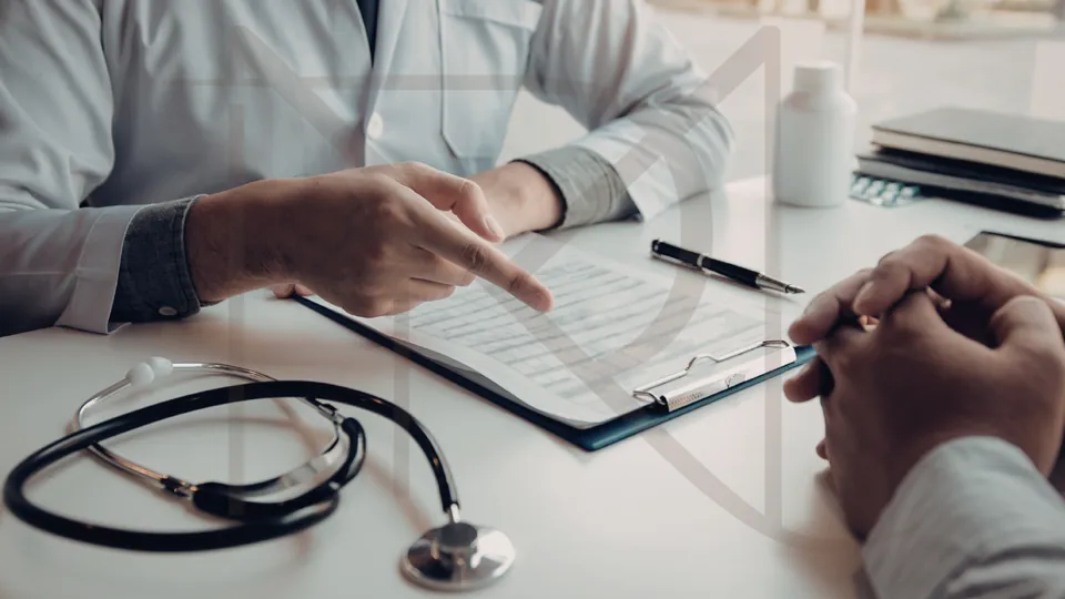 Prontuário médico sendo analisado